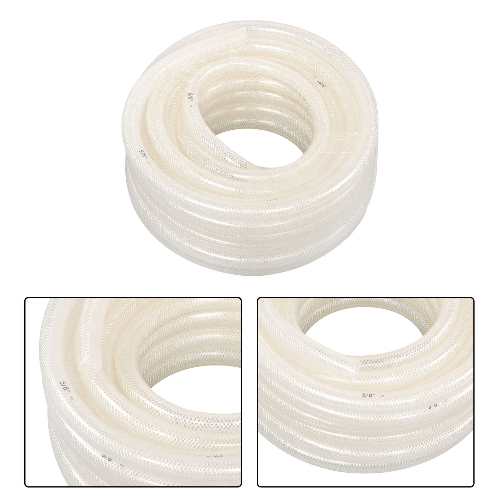 5/8″ ID x 7/8″ OD 50ft High Pressure Clear Braided PVC Hose, Heavy Duty Flexible