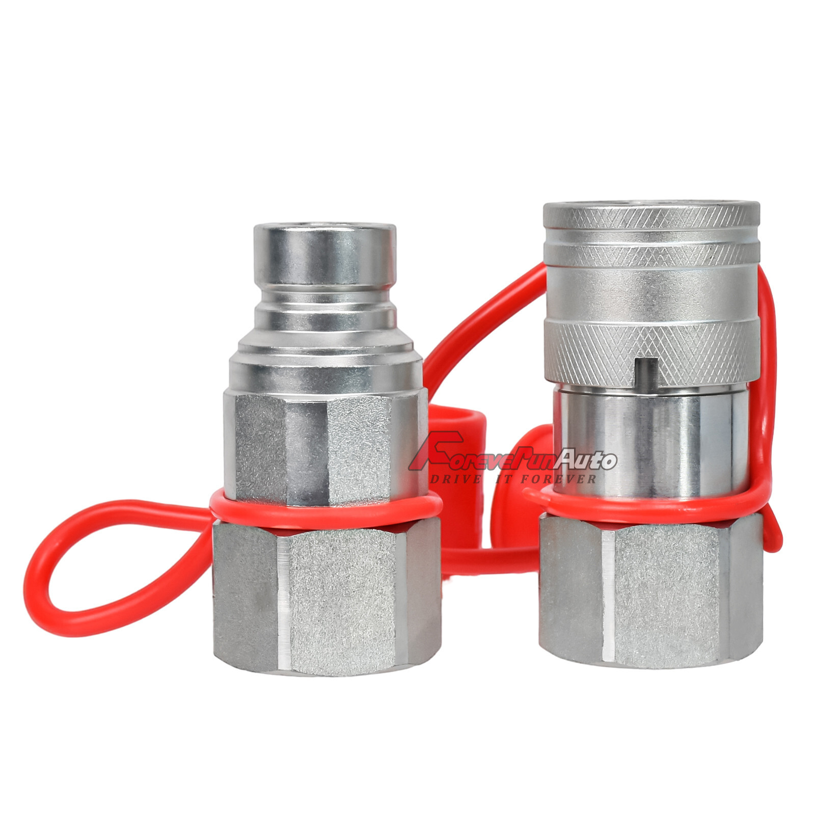 2 Sets 3/4″ NPT Flat Face Hydraulic Quick Connect Couplers Couplings Skid Steer