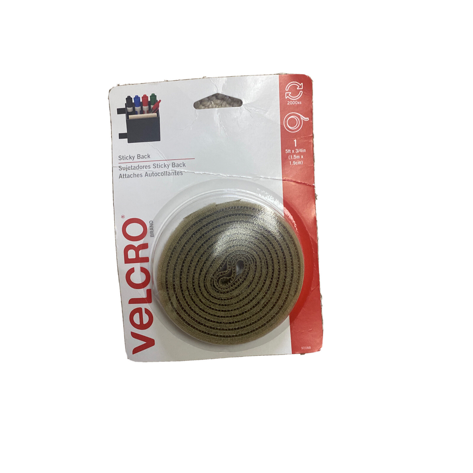 Velcro Brand Sticky Back Hook & Loop Strips, 5ft X 3/4in No 90088 Light Brown