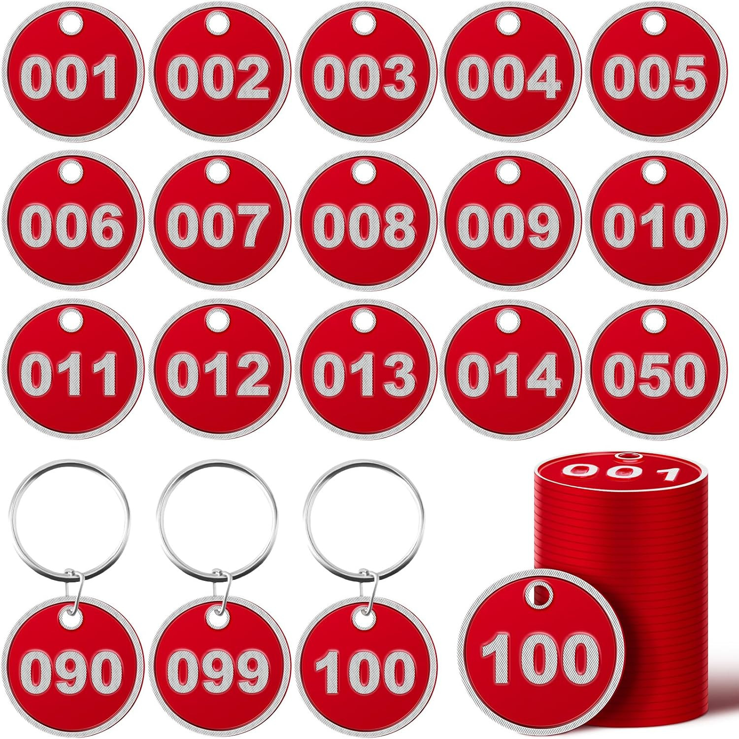 1-100 Numbered Key Tags round ID Aluminum Alloy Metal Number Tags Marking Hang L