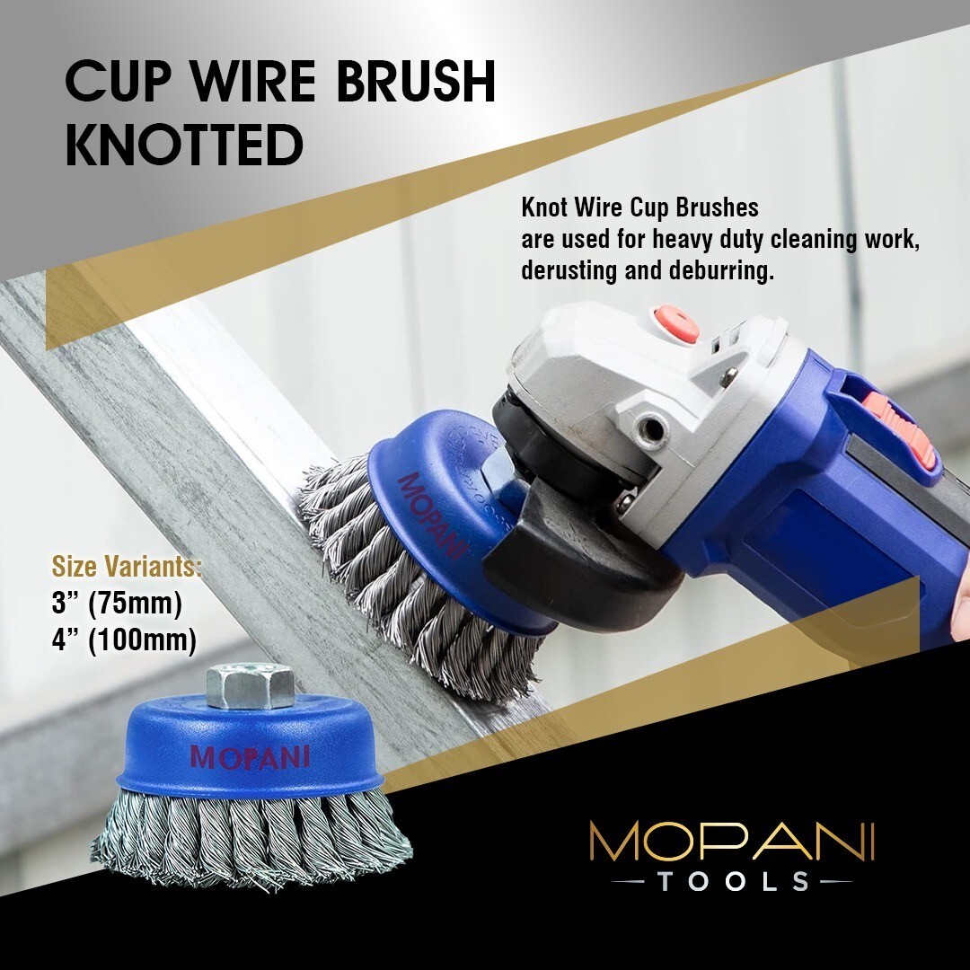 Wheel Cup Brush 4 Inch (4″ Twisted/Knotted) For 5/8″-11 Angle Grinders – 6 Pack