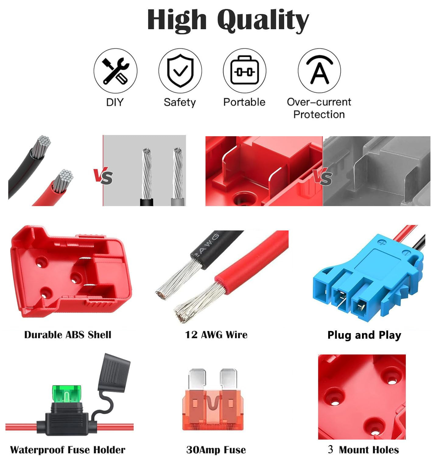Adapter for Power Wheels Vehicles -For Milwaukee M18 18V Battery to 12V Converte