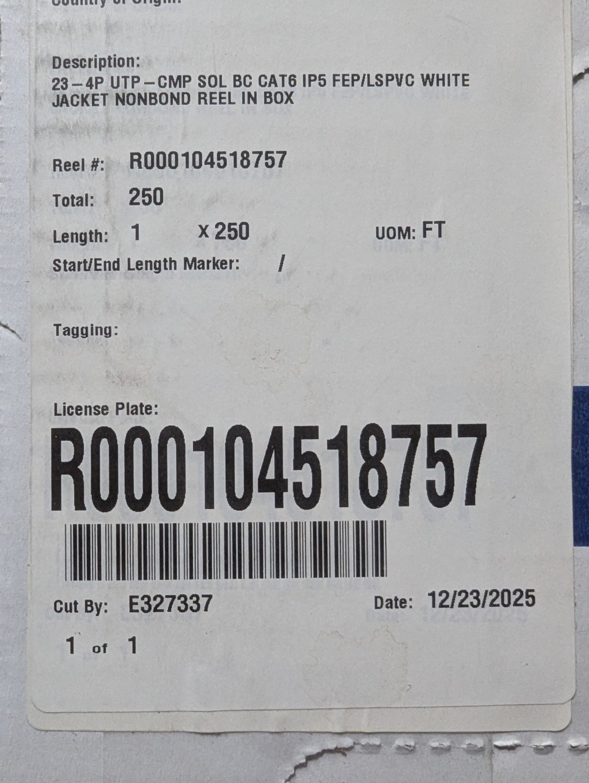 Belden 3613 Cat6 Plenum Unshielded