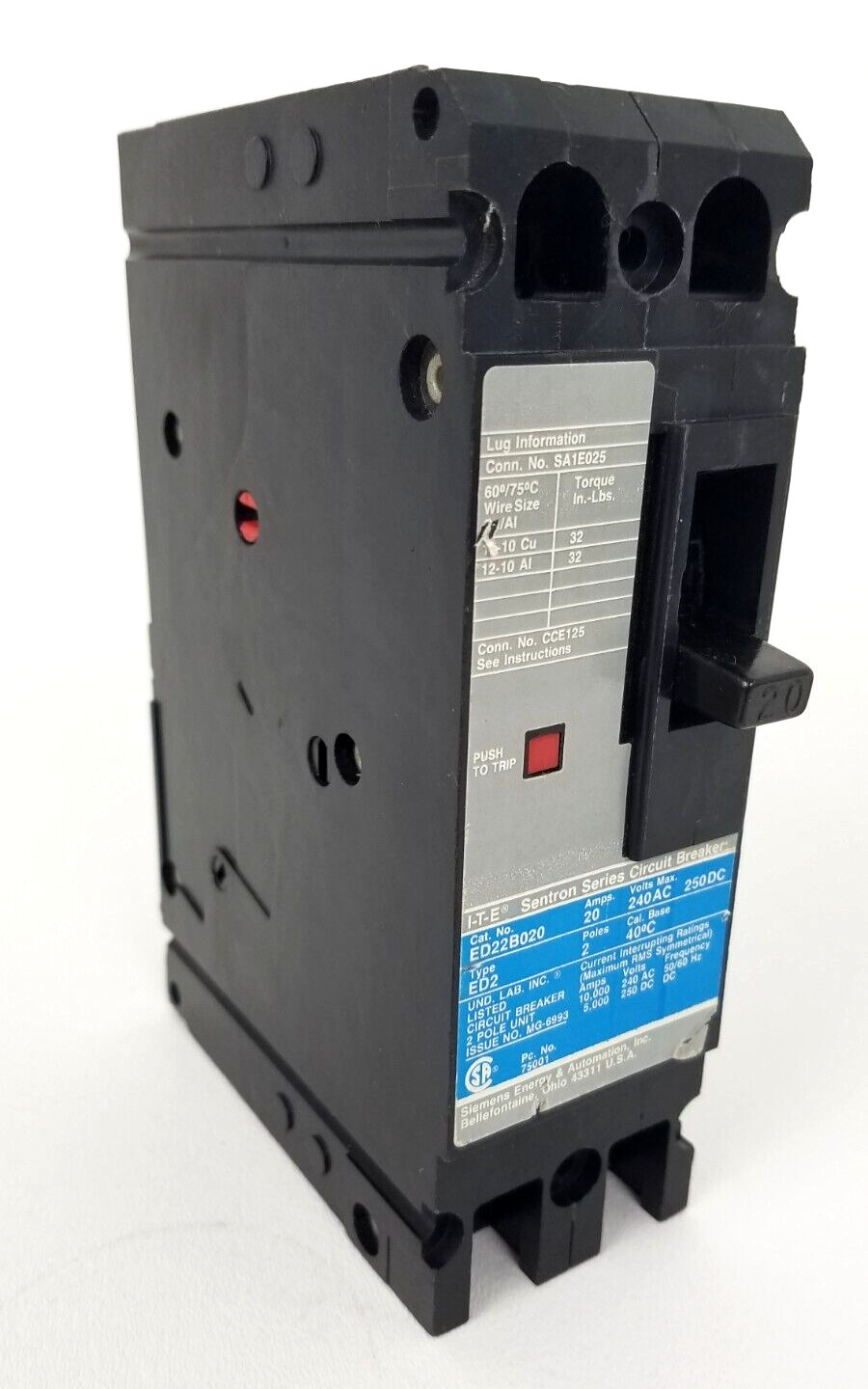 ED22B020 Siemens ED2 20A Circuit Breaker
