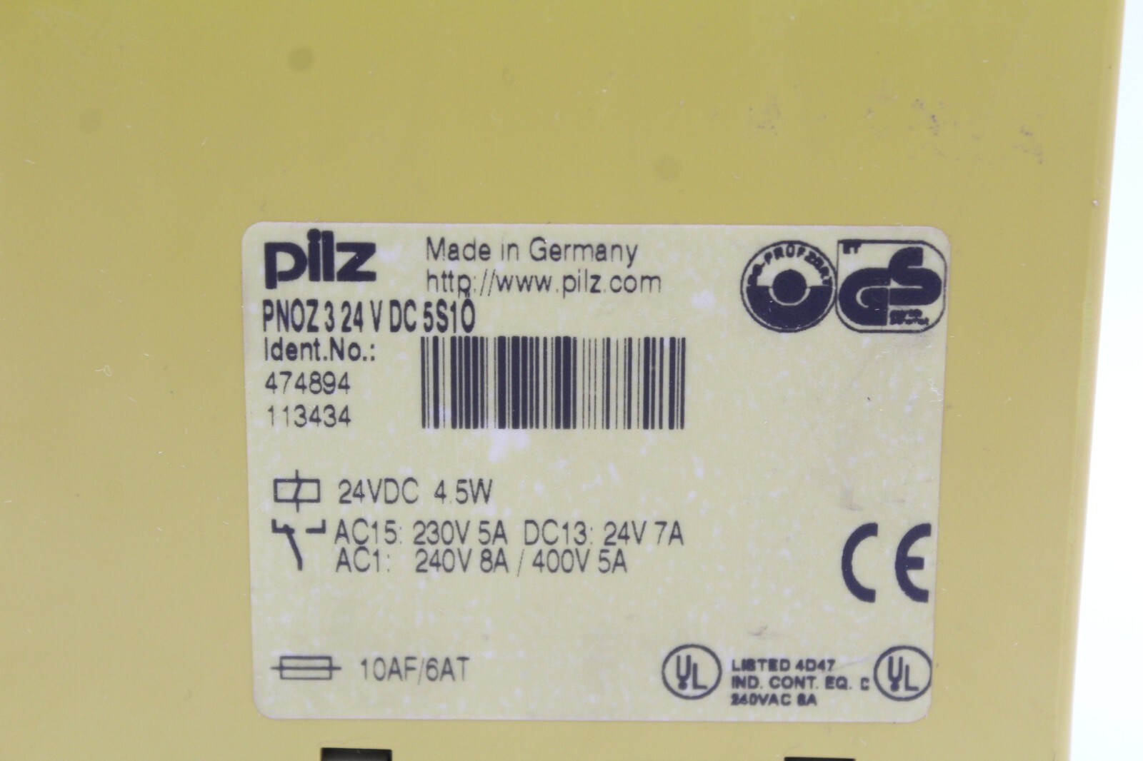 PILZ 474894 SAFETY RELAY PNOZ 3 PNOZ 3 24 V DC 5S10