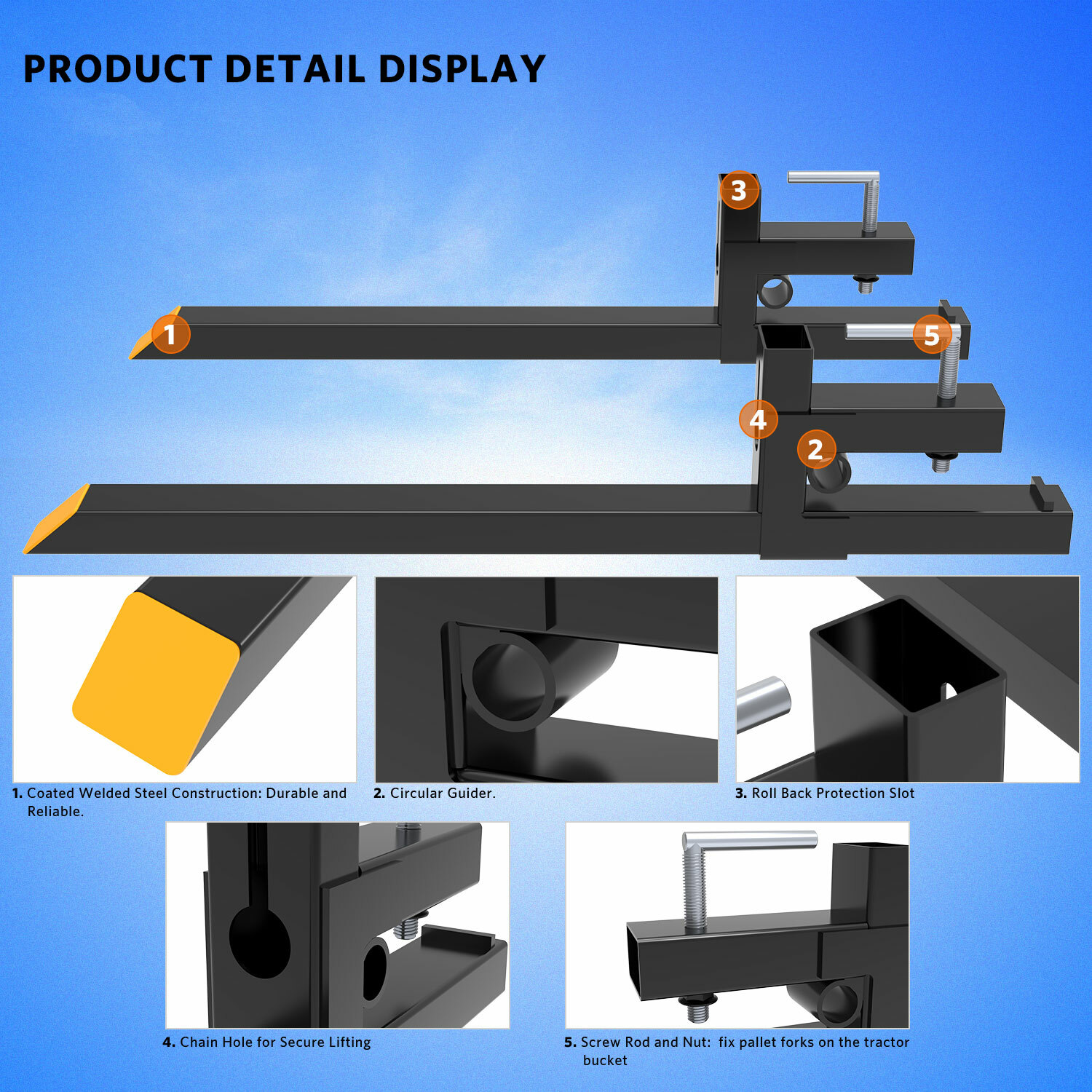 4000lbs 60″ Tractor Clamp On Pallet Forks For Skid Steer Loader Bucket Universal