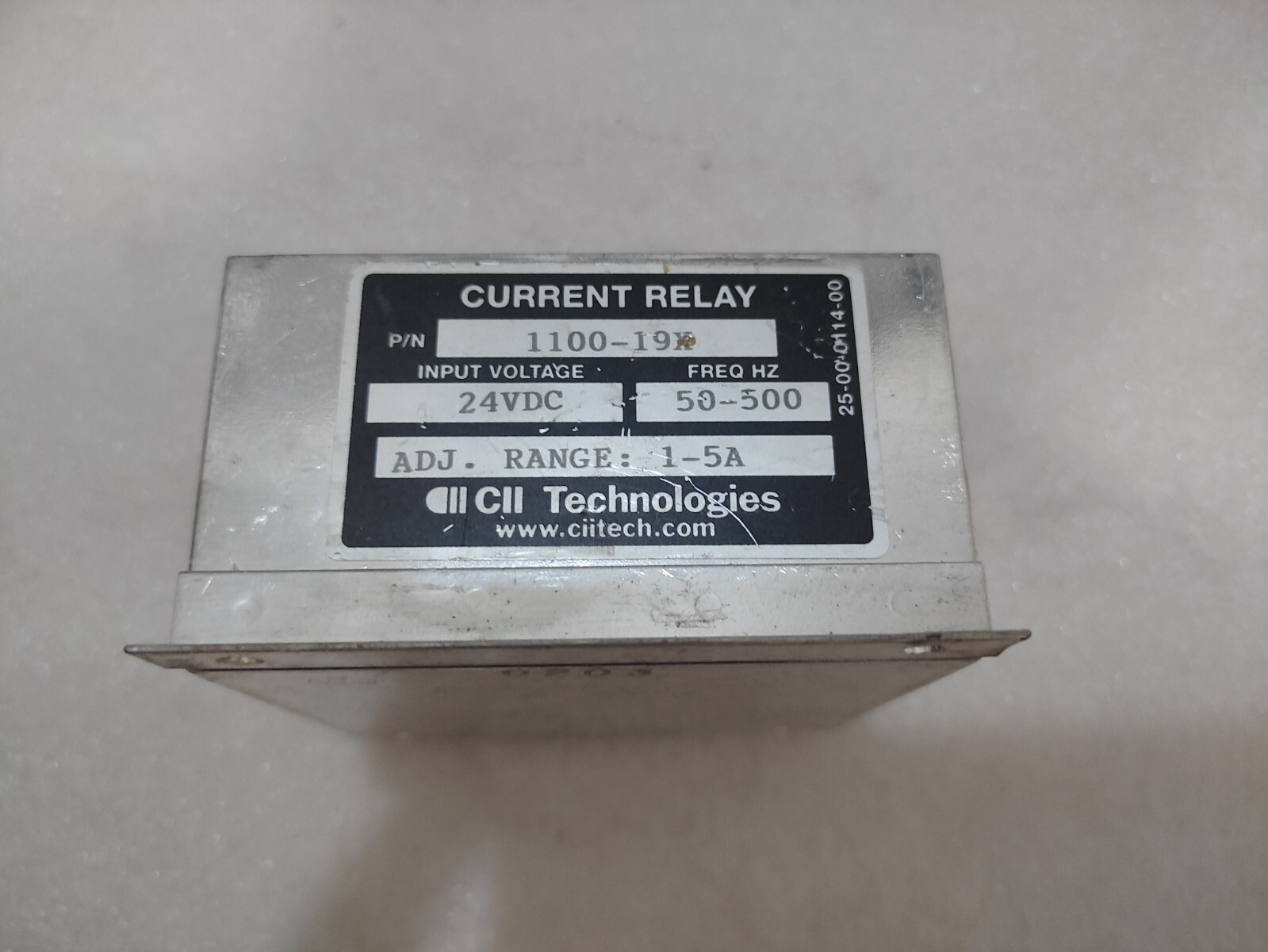Wilmar Currant Relay 1100-19X, 24 Volt DC, 50-500 Hz, 1-5 Amp Adjustable