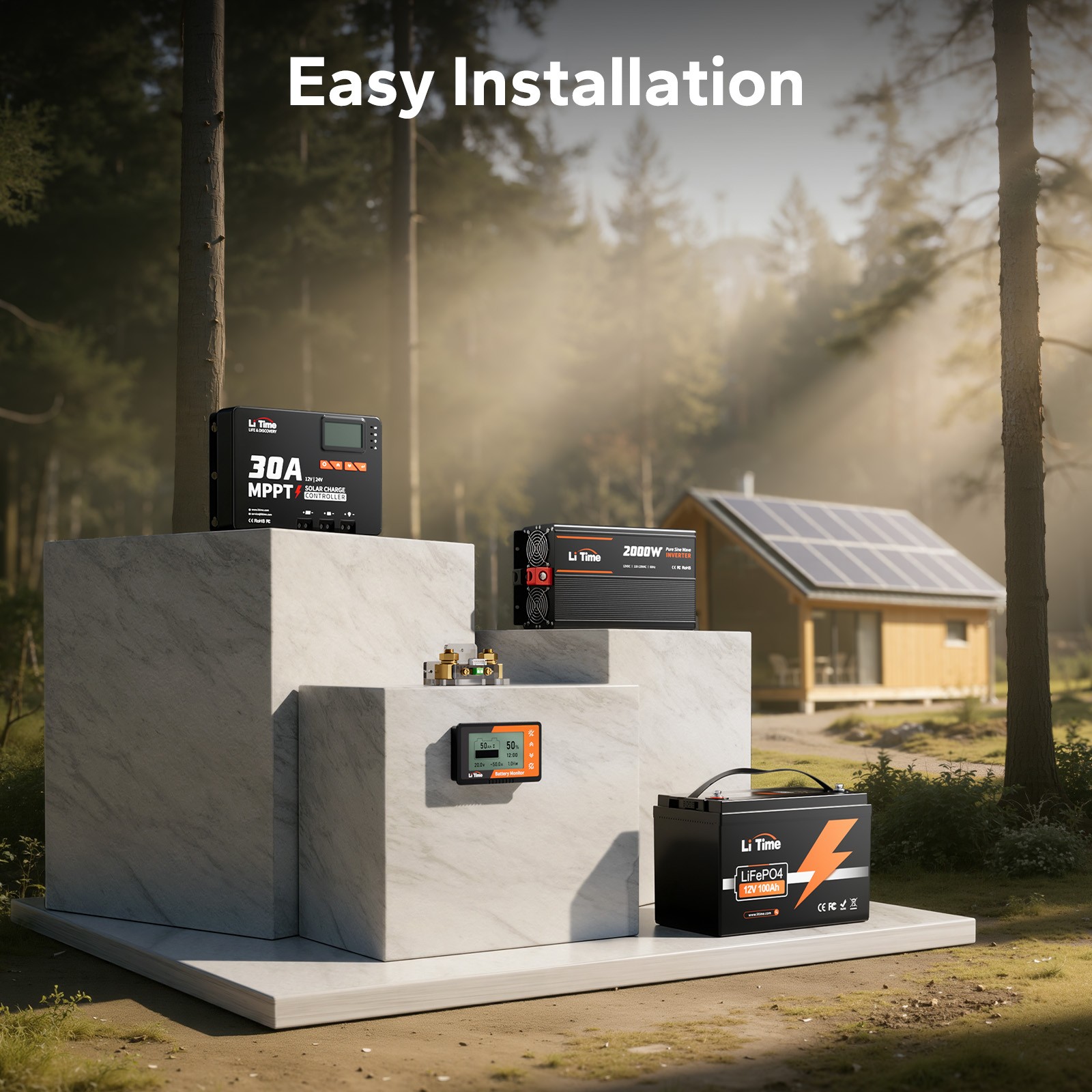 LiTime 500A 8V-120V Battery Monitor with Shunt with Capacity Percentage Display