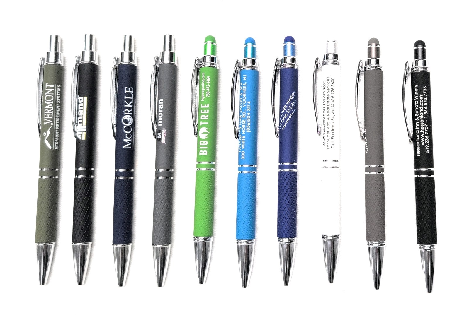 Misprint Metal Cross-Grip Retractable Click Pens: 10 MIXED Colors/Styles Pen Lot