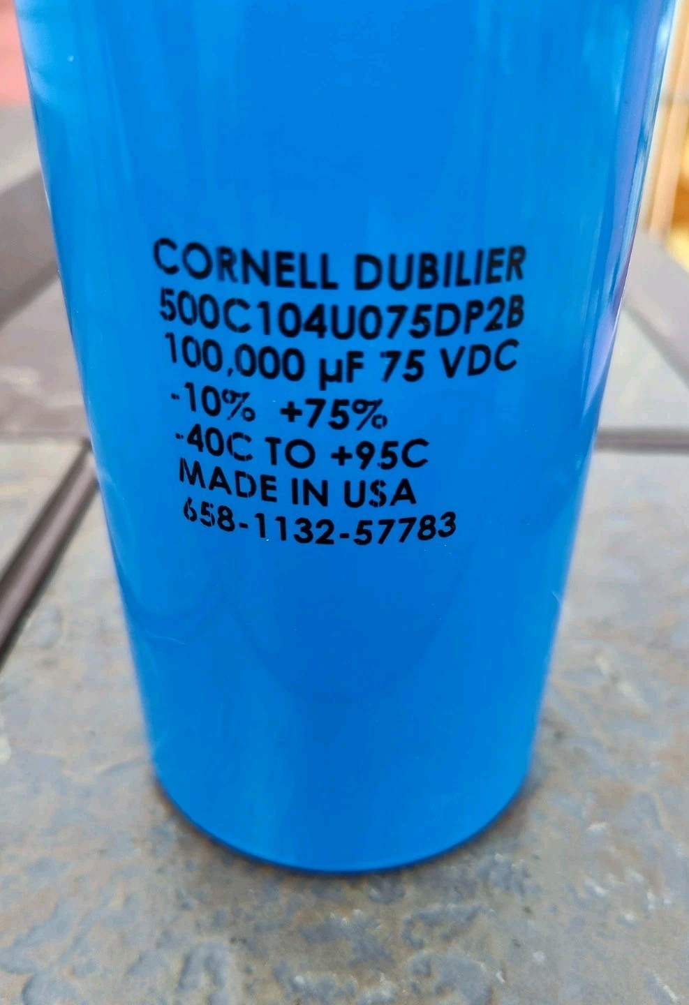 NEW CORNELL DUBILIER 500C104U075DP2P 100,000 uF @ 75WVDC 3″ x 5 7/8″ LONG LIFE