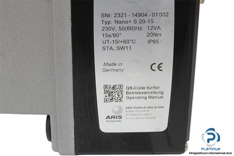 ARIS NANO+S 20-15 ELECTRICAL ROTARY DRIVE_ 0312_15 seconds for a 90° turn._20Nm