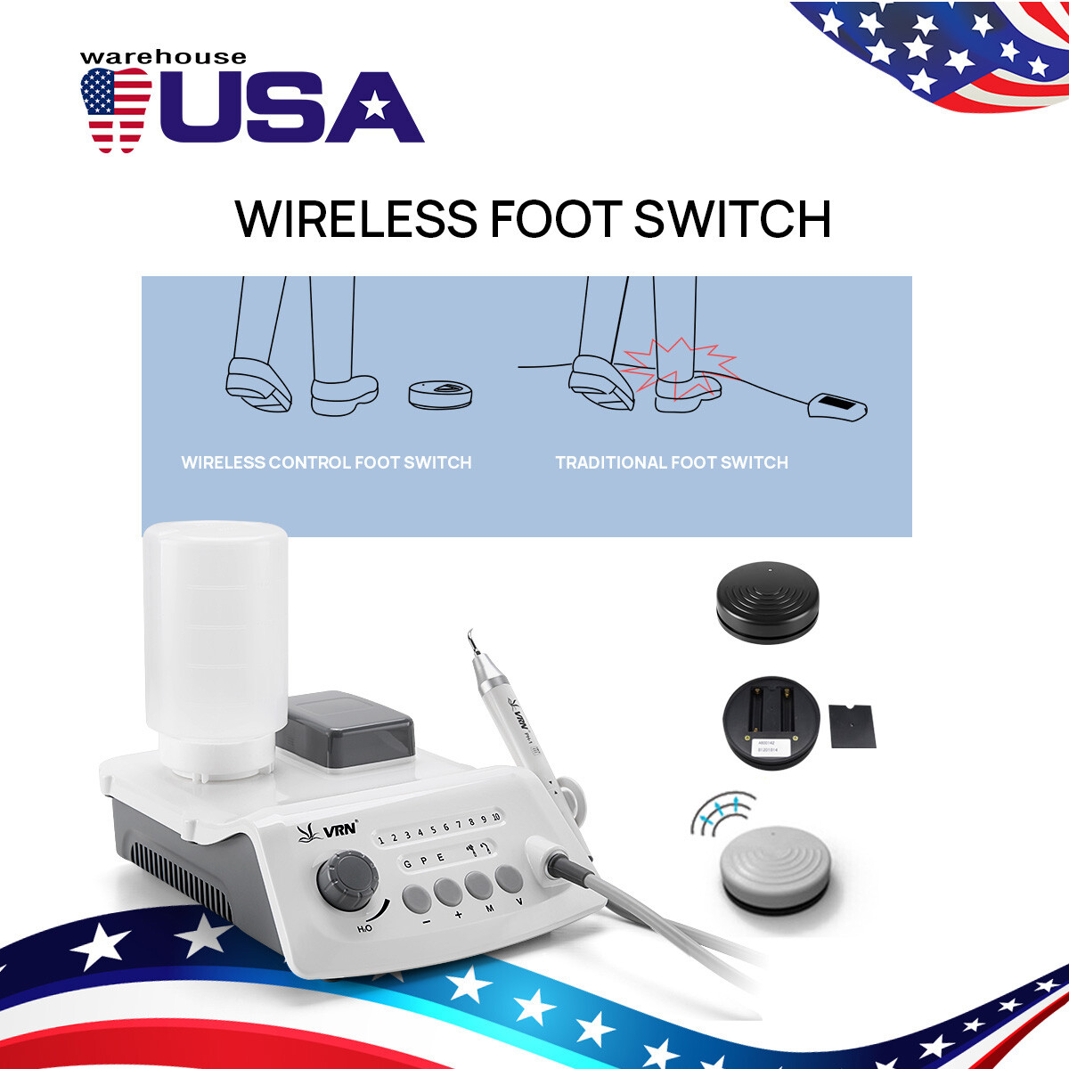 Mobile Dental Portable Delivery Unit Compressor Ultrasonic Scaler Curing Light