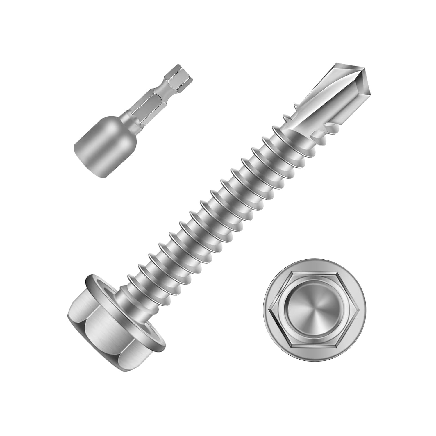 #12 X 1-1/2″ (3/4″ to 2-1/2″ Available) Hex Washer Head Self Drilling Screws