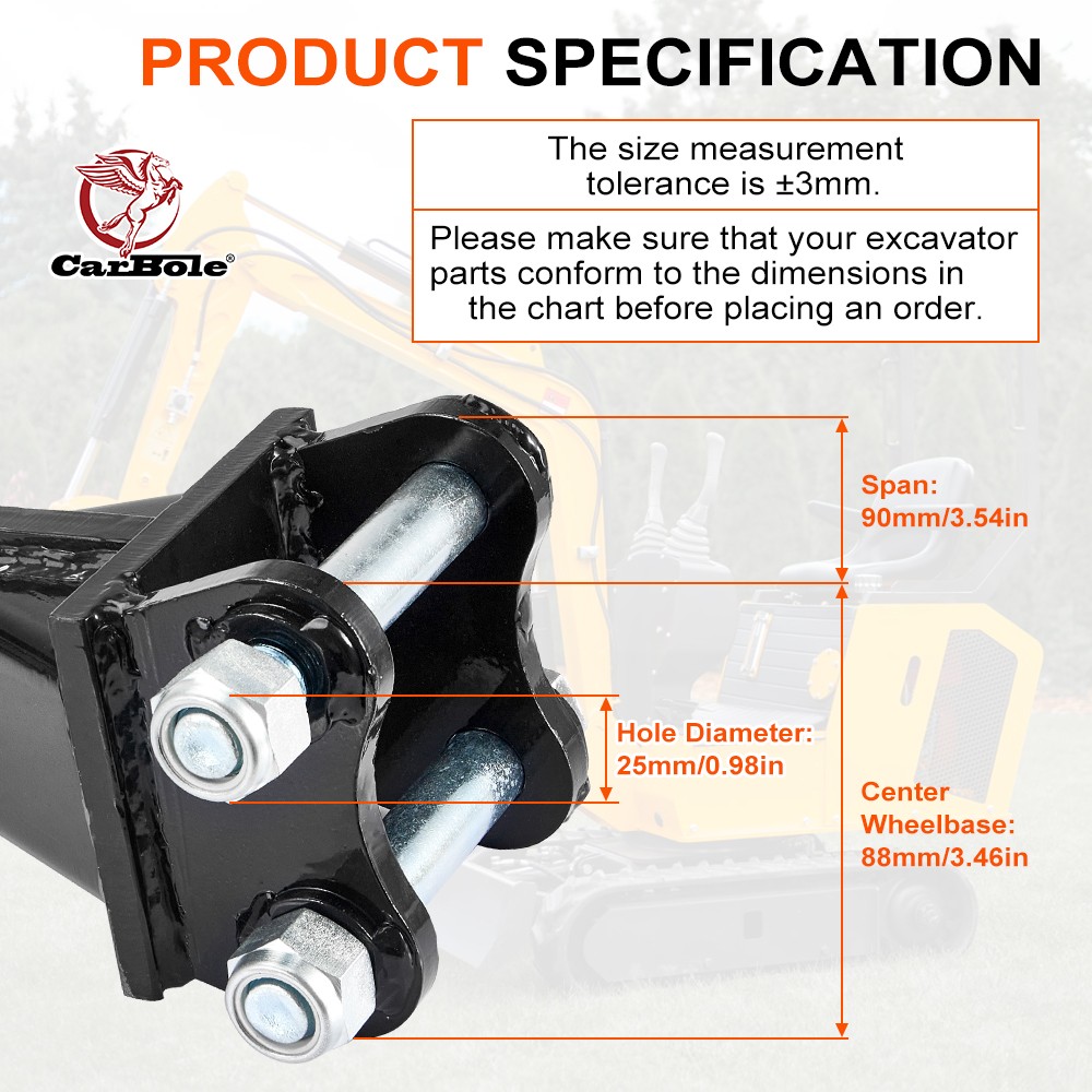 Replace Mini Excavator Attachment Ripper Single Hook Backhoe 90mm/3.54in Span