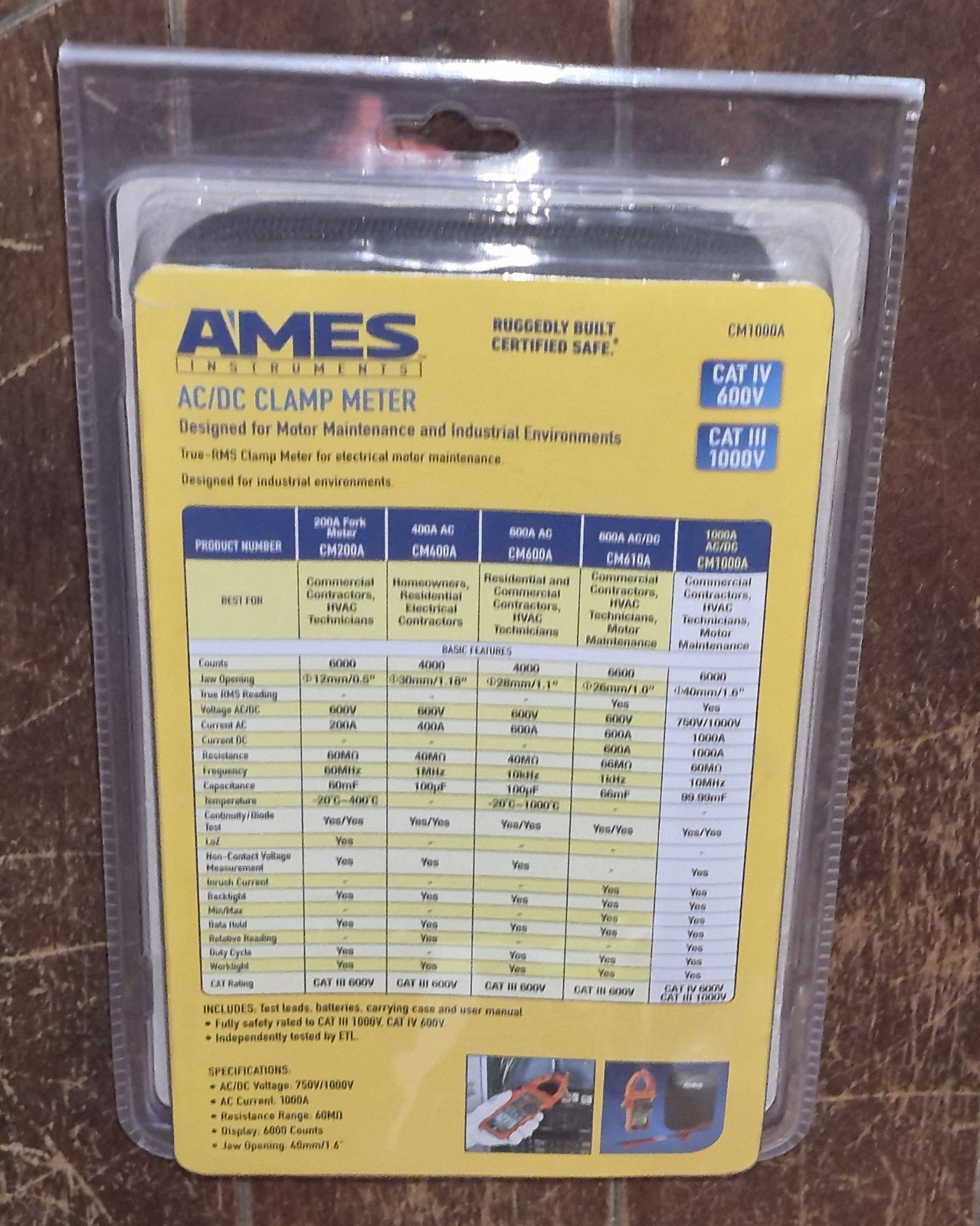 Ames Instruments AC/DC Clamp Meter (CAT IV 600V/CAT III 1000V) ~ Model #64017