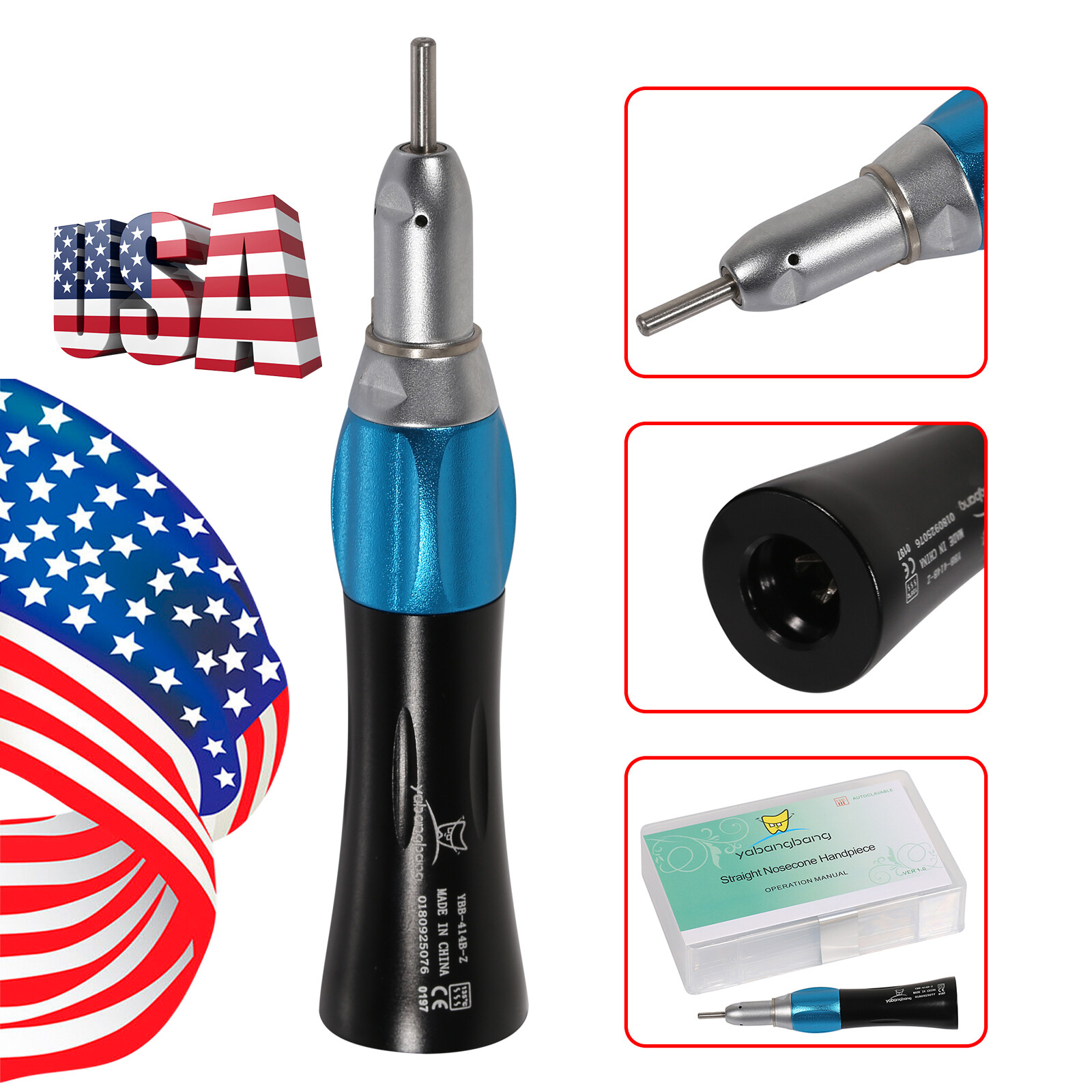 1-10*Dental Slow Low Speed Straight Handpiece Nosecone For NSK E-type Air Motor