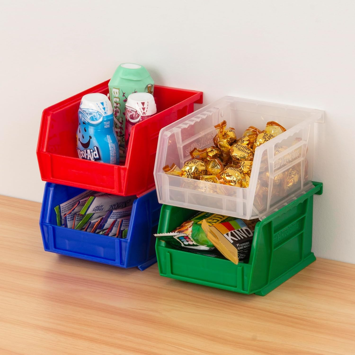 Stackable Red Plastic Storage Bins – 24-Pack for Garage & Pantry Organization