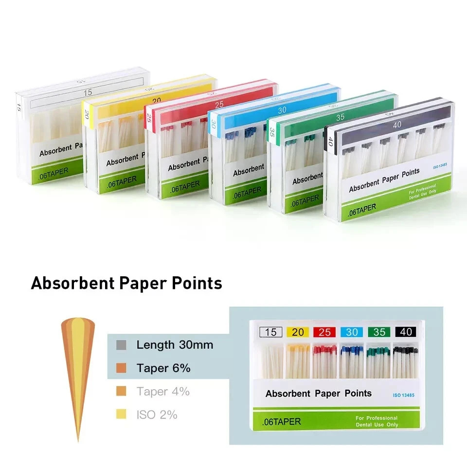 Dental Endodontic Endo Absorbent Paper Points Root Taper 0.02/0.04/0.06 15#-40#