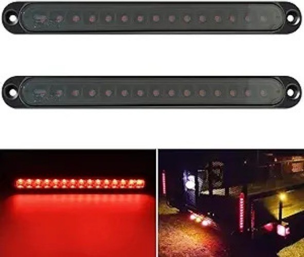 2PCS 10″ 15 LED Red Trailer Light Bar for Park Stop Turn signals Tail Brake Ligh