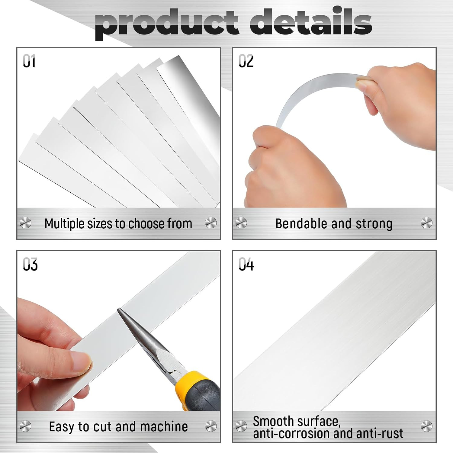 24 Pcs 304 Stainless Steel Strips Shim Stock Metal Shims 1″ Width X 6″ Length As