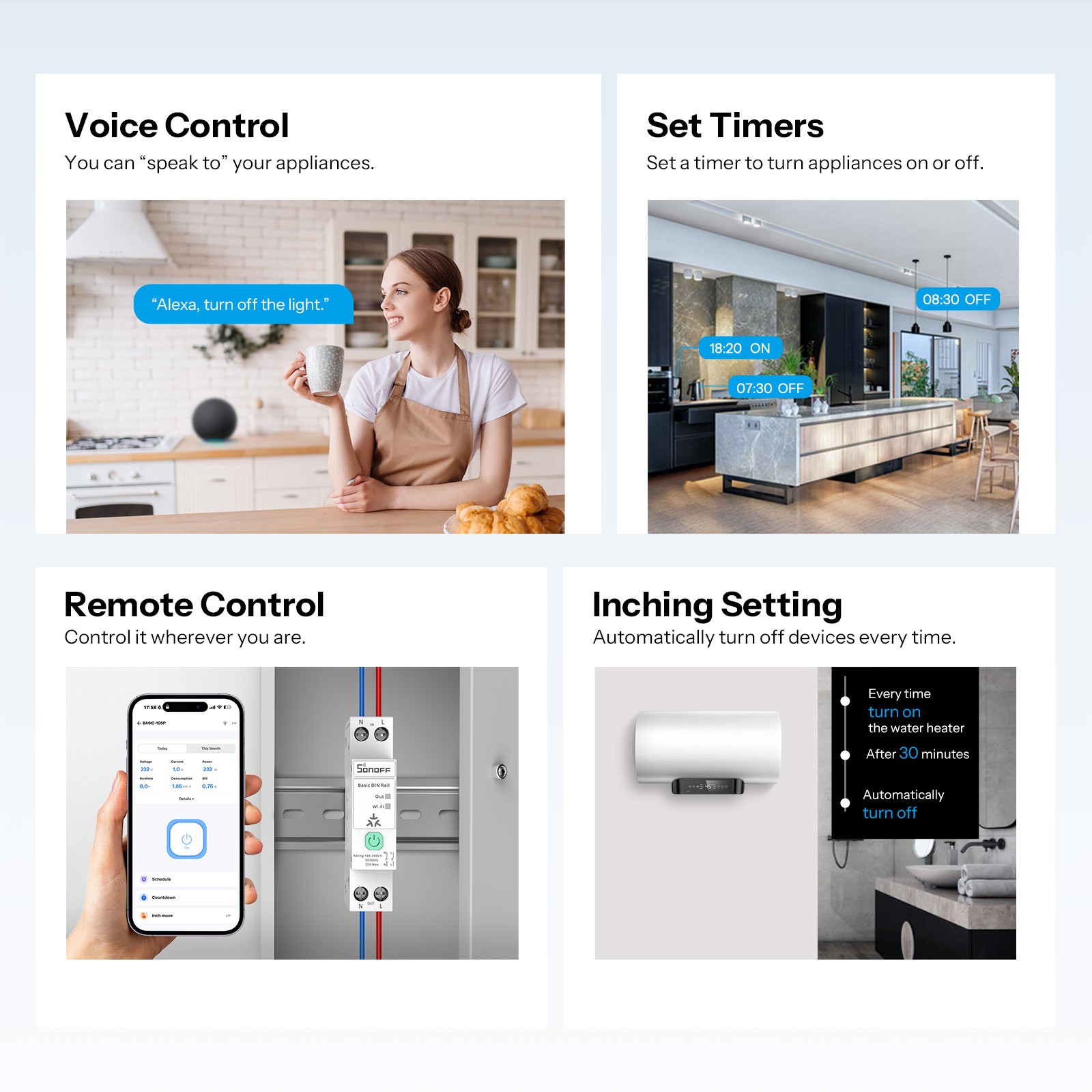 SONOFF Electric Meter 32A Smart Wi-Fi Switch Matter Over Din Rai Circuit Breaker