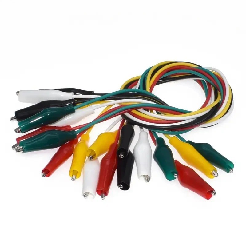10PCs Double-ended Wire Crocodile Alligator Clips Test Leads Jumper Cables