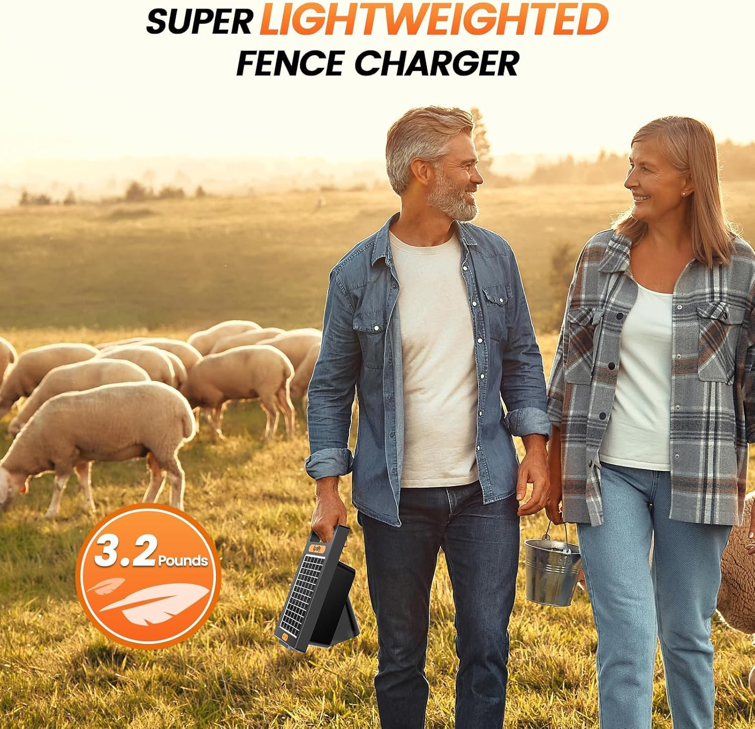 24 Hour Solar Electric Fence Charger, 10 Miles, Up to 10200v Output Range Electr
