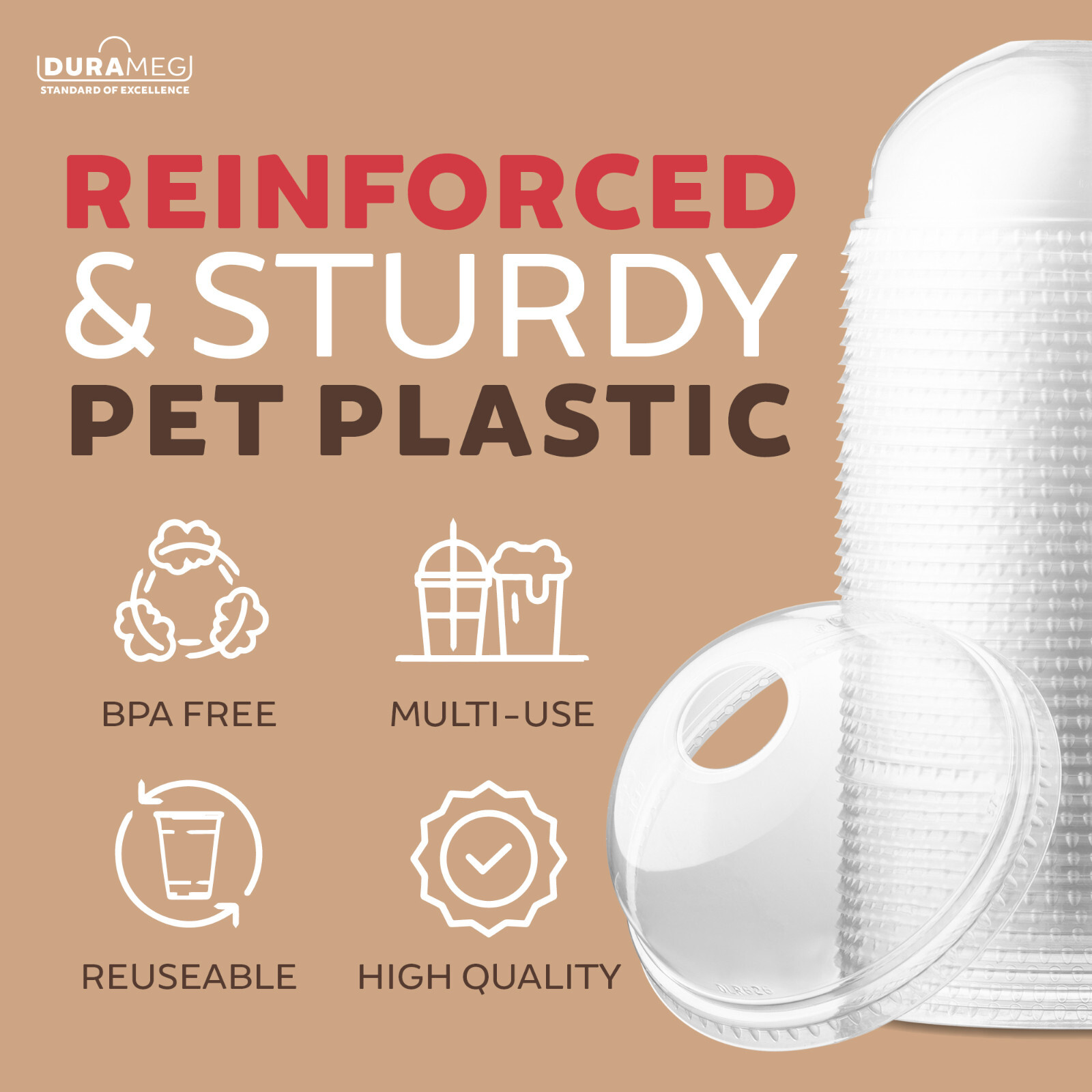 100 Clear 16 oz PET Cups with Dome Lids – Disposable for Smoothies & Treats