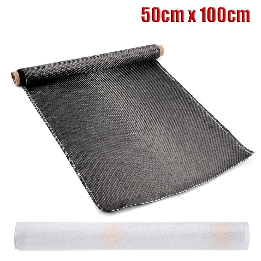 50 * 100CM Pure Carbon Fiber Fabric Cloth Roll 3k 200gsm 2×2 Twill Weave Black