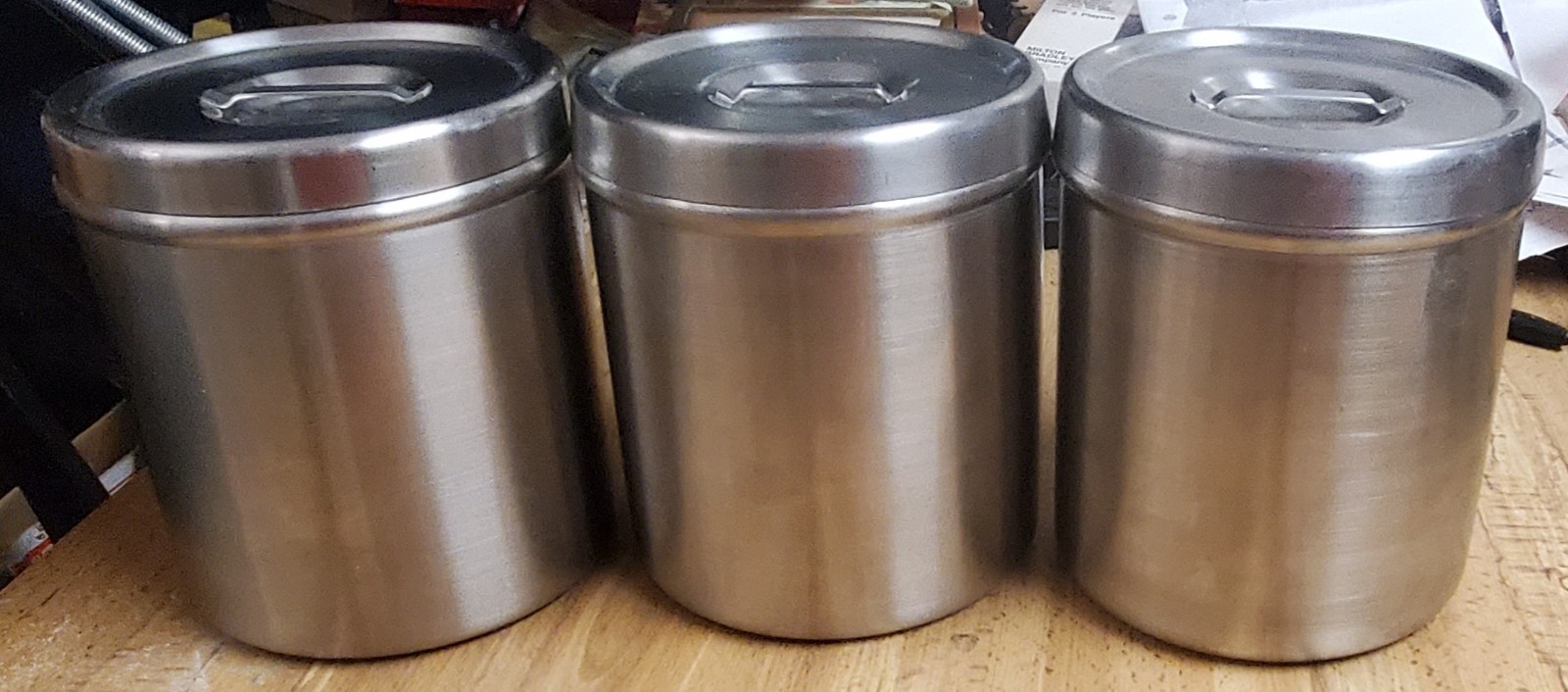 Lot of 3 Vintage Polar Ware Stainless Steel Medical Storage Canister With Lids