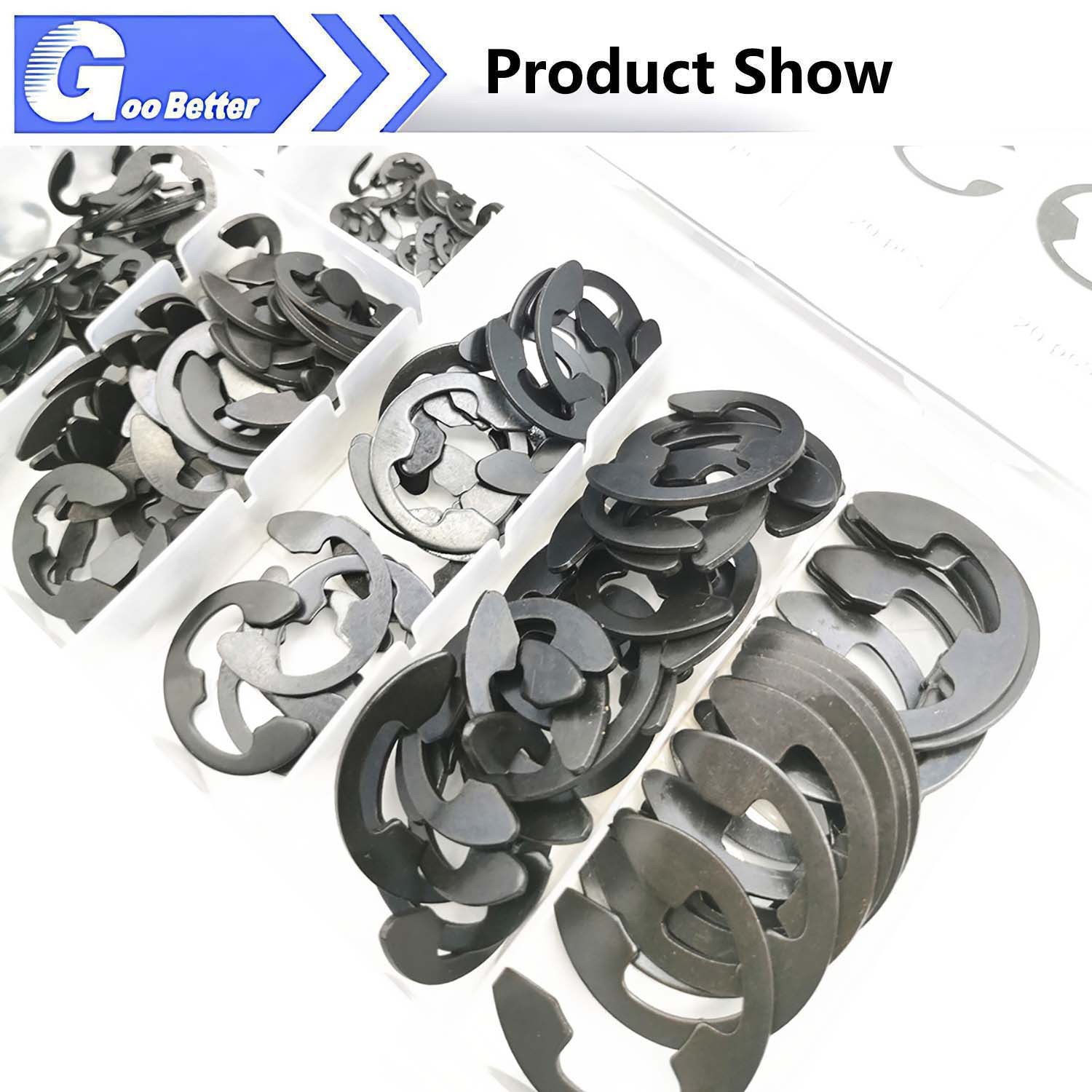 300 Pcs E-Clip Assortment Set Heat Treated High Carbon Circlip Kit 9 SAE Sizes