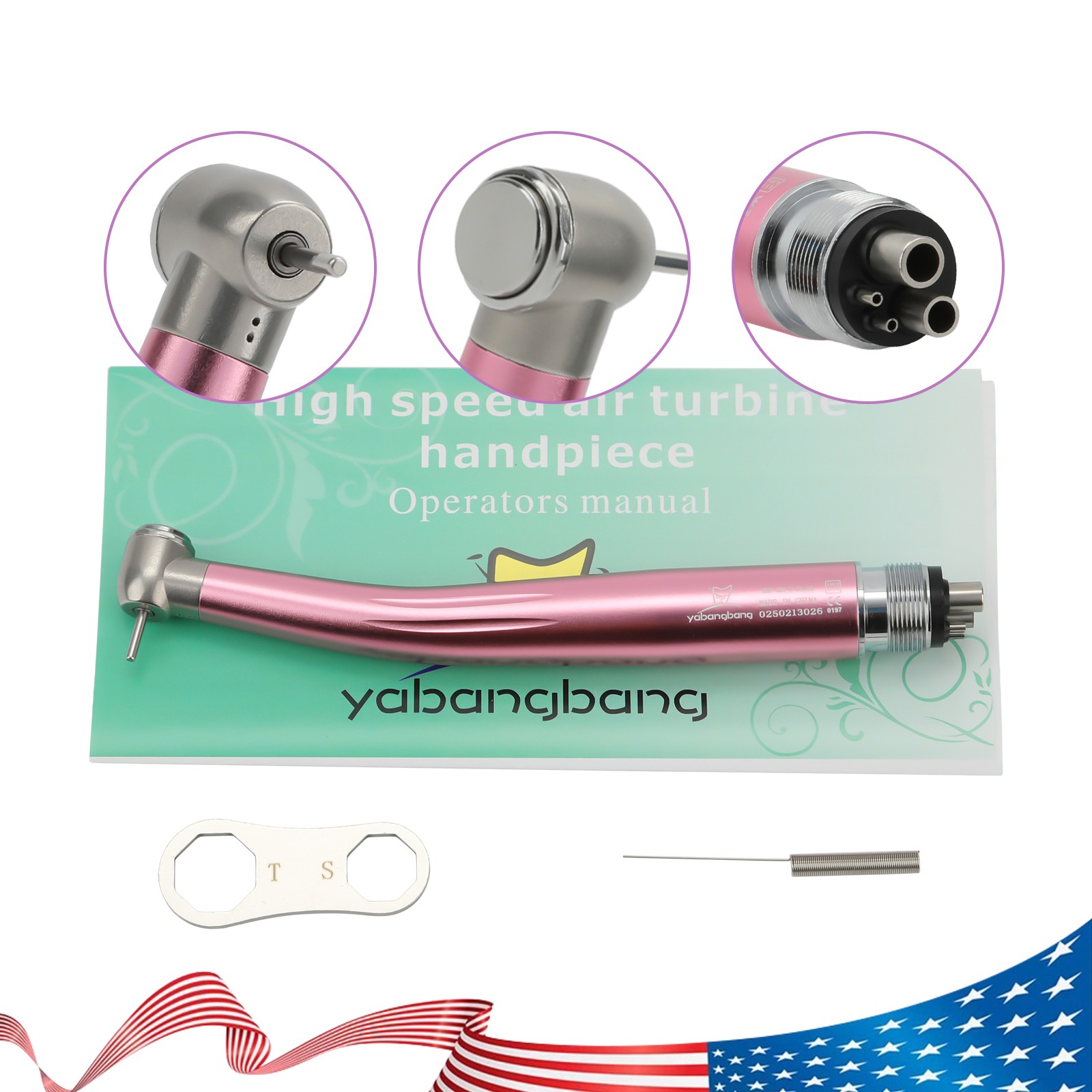 US NSK Dental High Speed Handpiece Air Turbine Anti-retraction 4 Hole Colorful