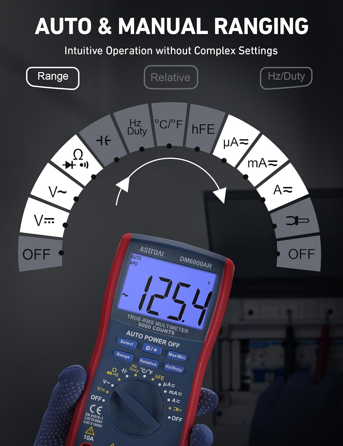 Astroai Digital Multimeter, True RMS 6000 Counts Auto-Ranging Volt Meter for Aut