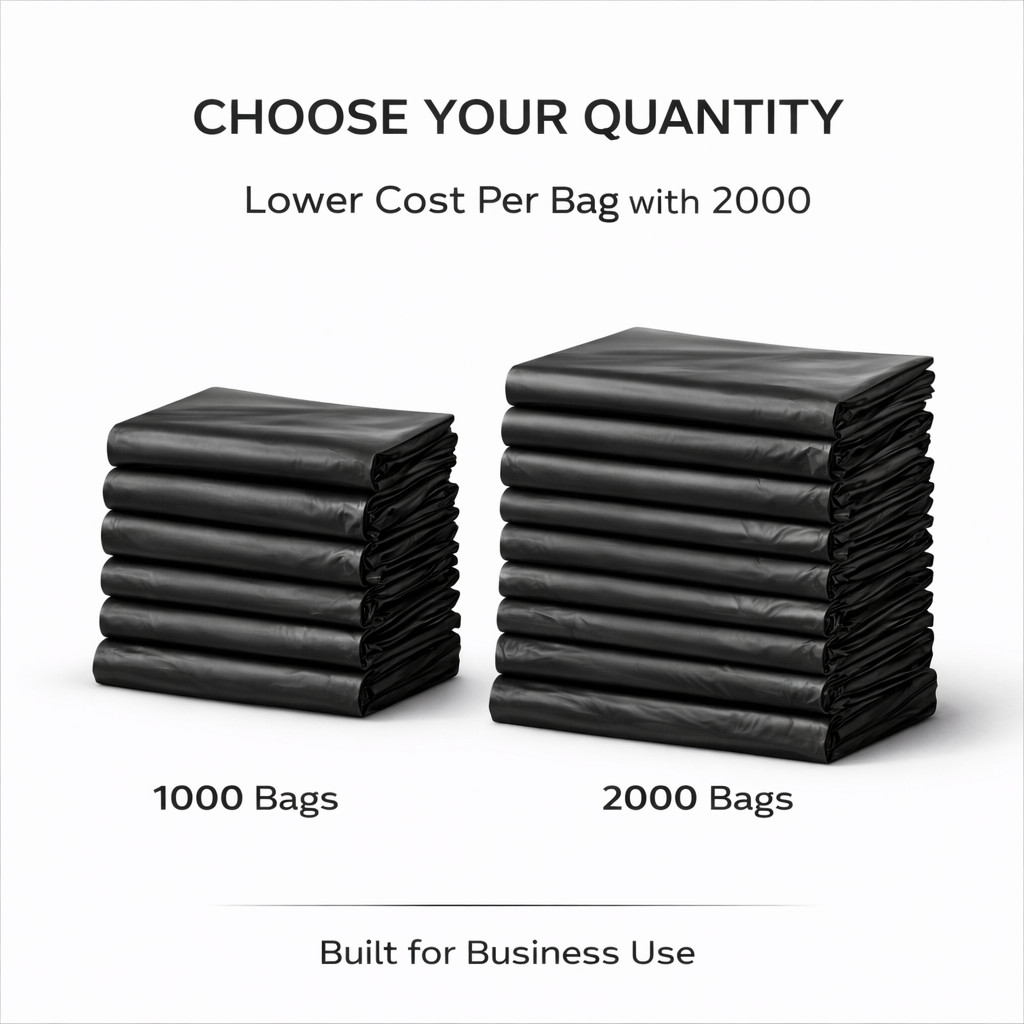 Bags 1/6 Large 21 x 6.5 x 11.5 BLACK T-Shirt Plastic Grocery Shopping Bags F&S