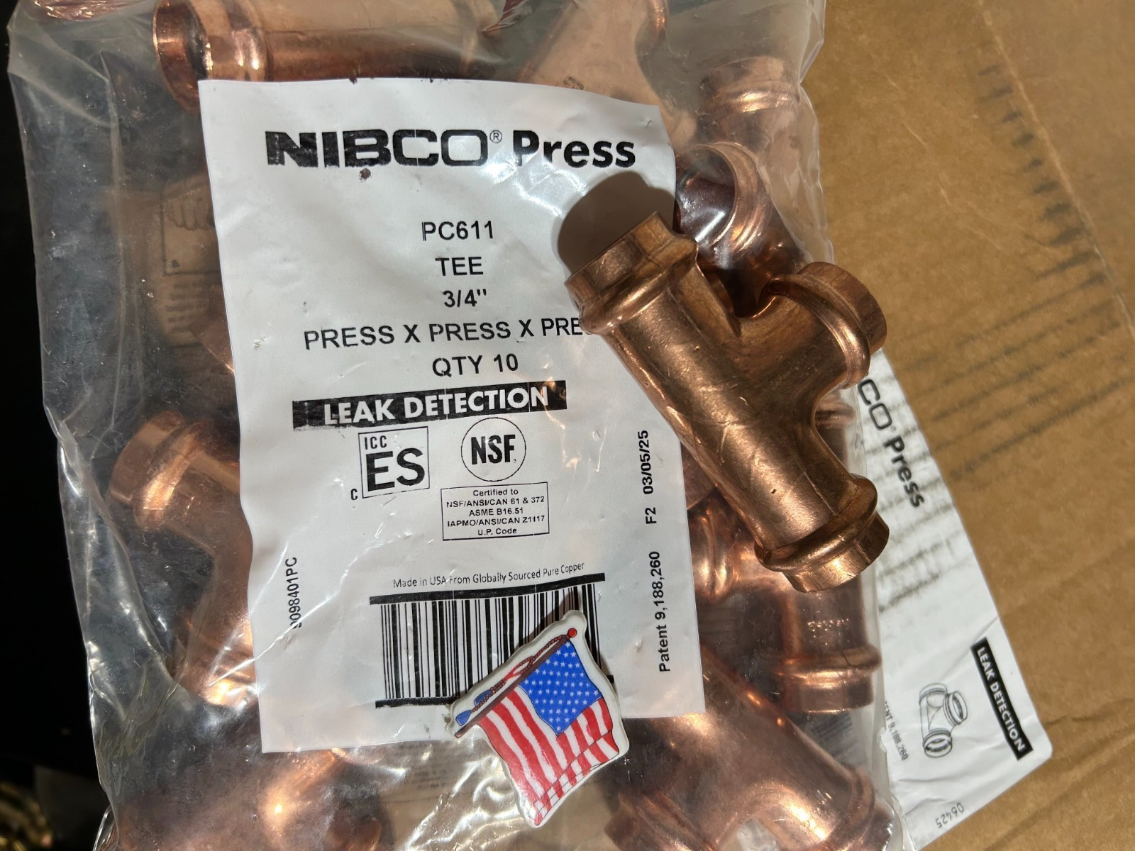 NIBCO PROPRESS 3/4″ TEES (20 pieces) VIEGA *New in Bags* MADE IN USA