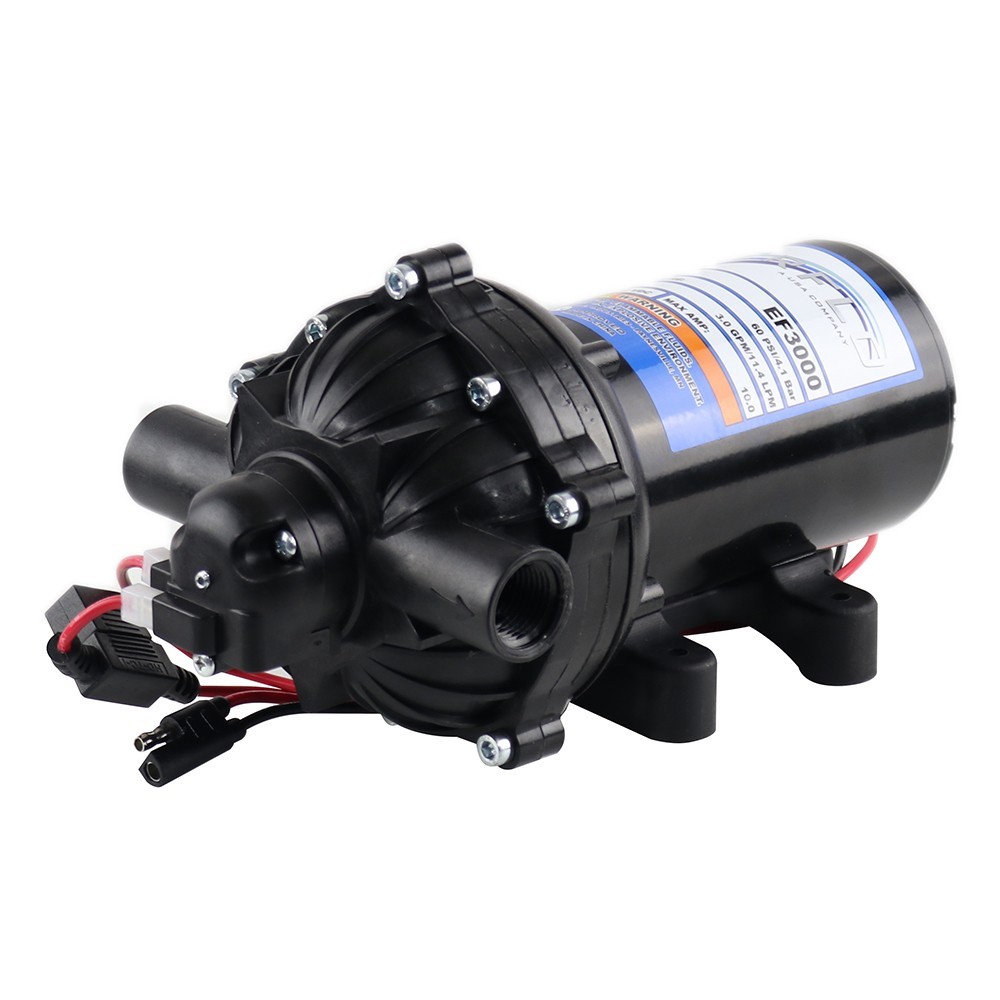Everflo EF3000 12V Diaphragm Sprayer Pump – 3.0GPM, 60 PSI Max, 1/2″ FNPT Ports