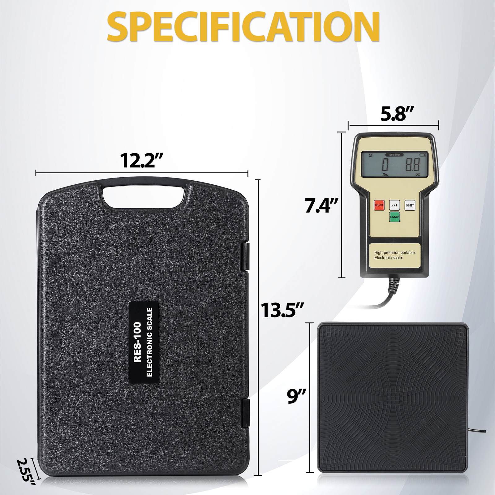 Electronic Digital Refrigerant Charging Weight Scale with Case for HVAC 220LB