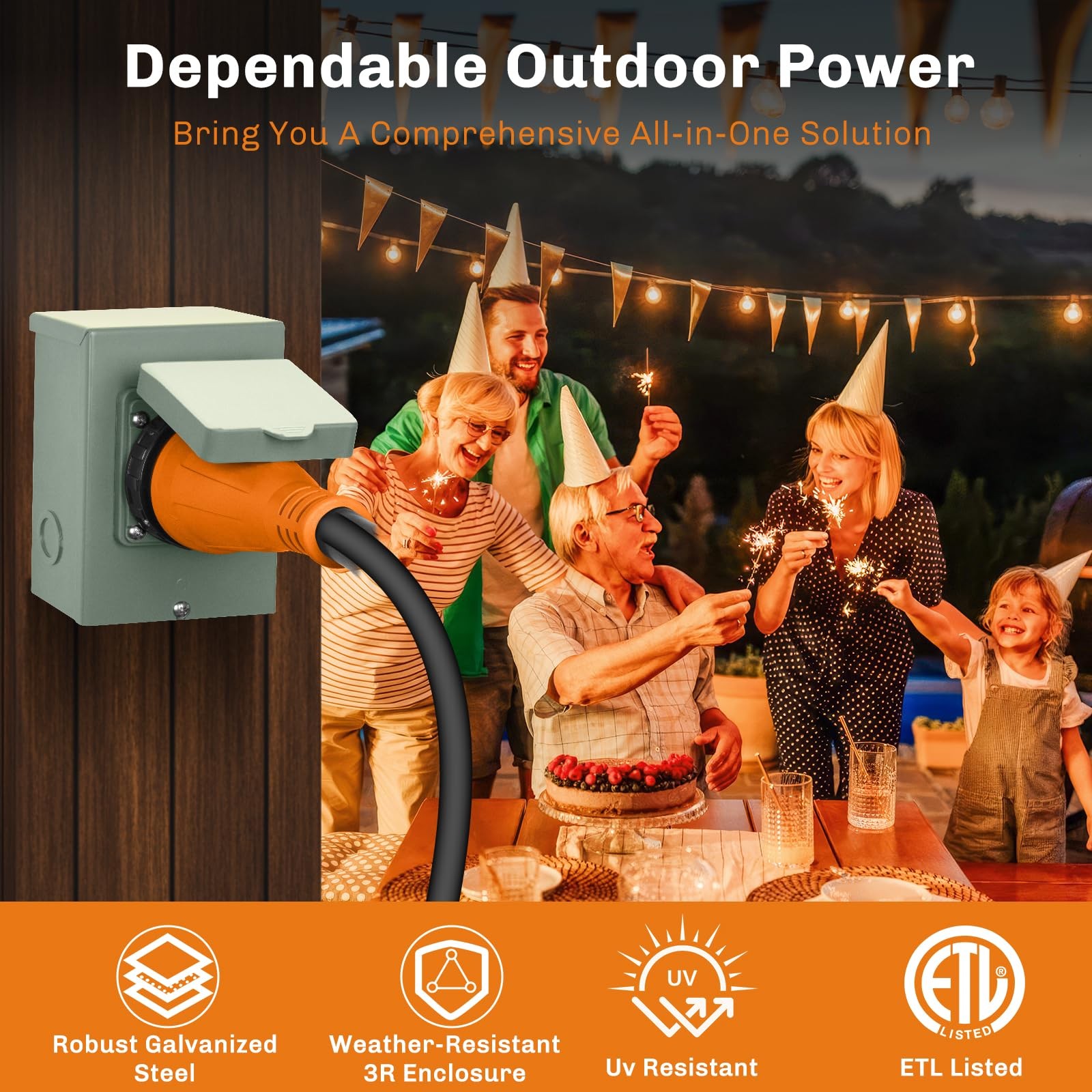 50 Amp Generator Inlet Box – NEMA SS2-50P Power Inlet Box for 3R 3-Prong Gene…