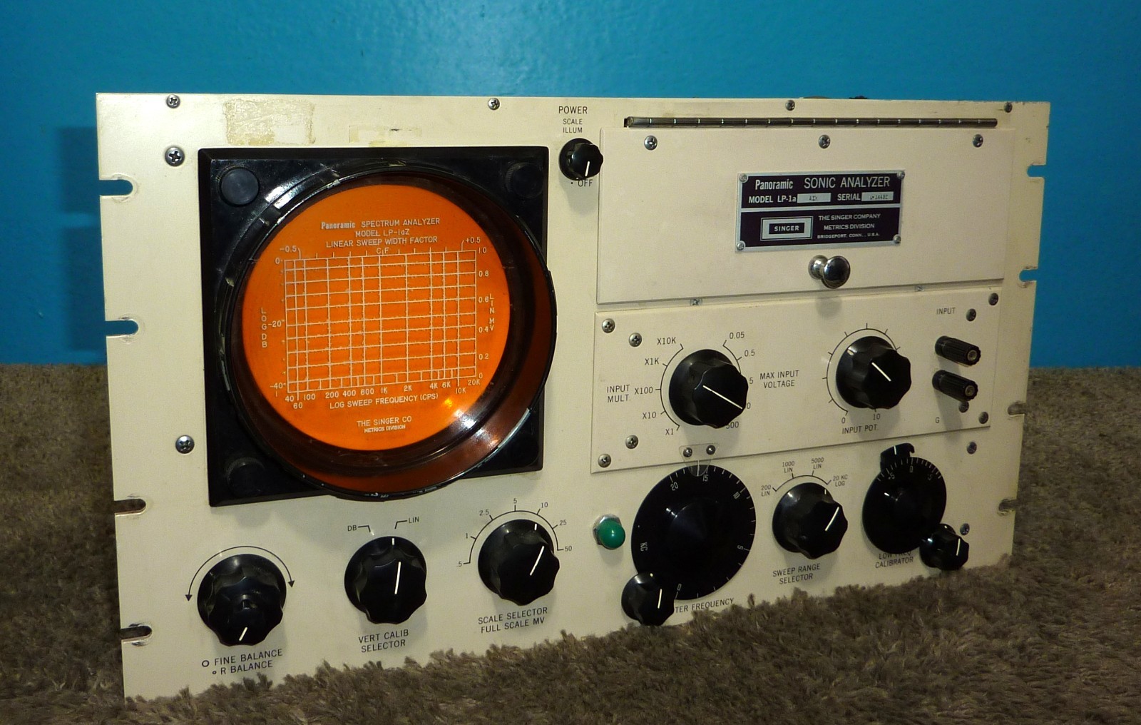 Singer Panoramic Sonic Spectrum Analyzer Model LP-1A-AZM 40Hz-20kHz