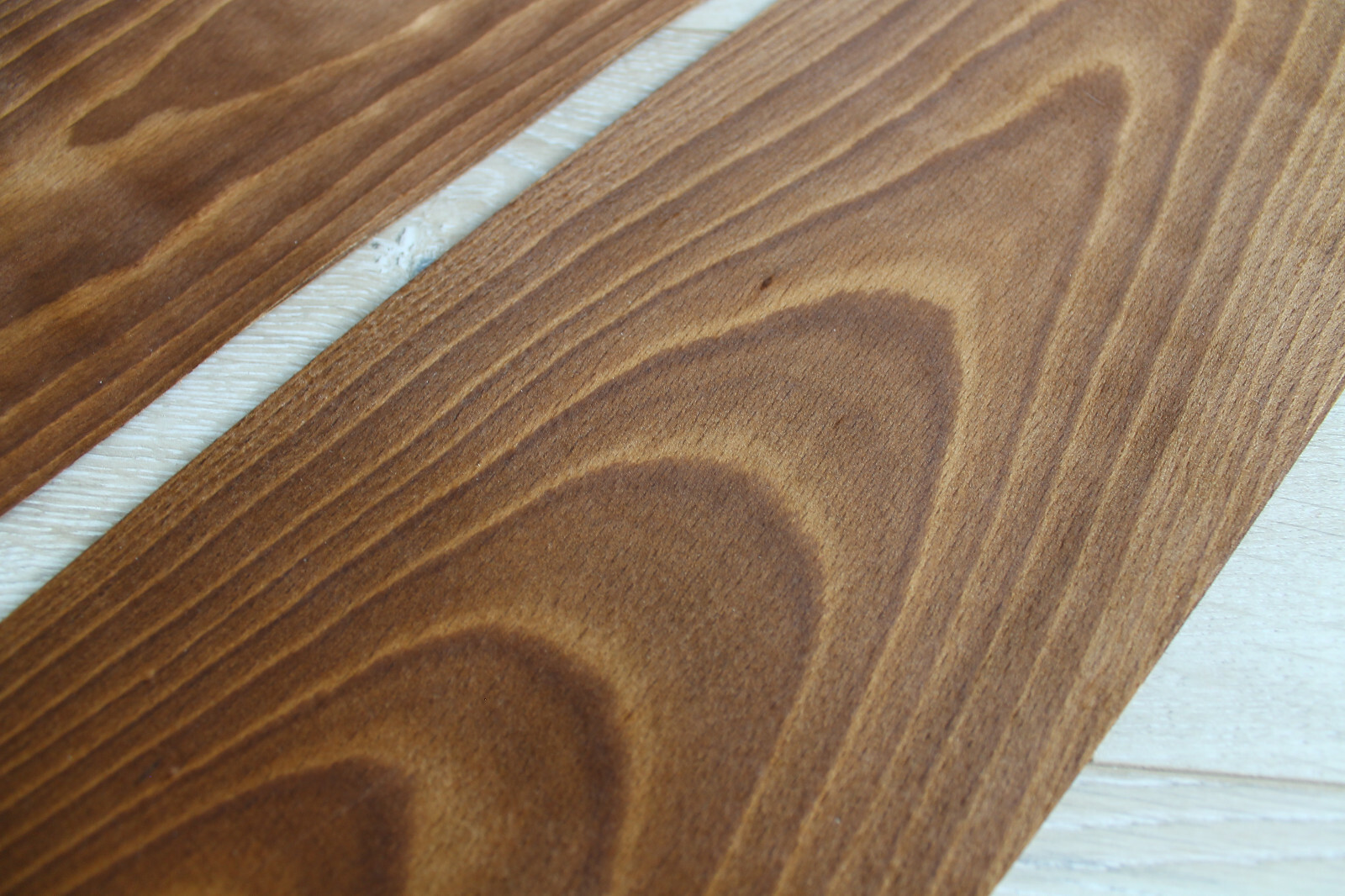 Beech Fumé wood veneer, 5 sheets, ~ 18.1 x 6.88″ (46 x 17.5cm), 0.55mm (~1/45″)