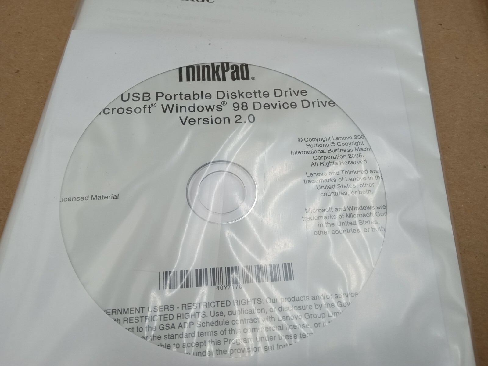 Genuine Vintage Lenovo USB Portable 3.5″ Diskette Disk Drive 1.44mb bag Software