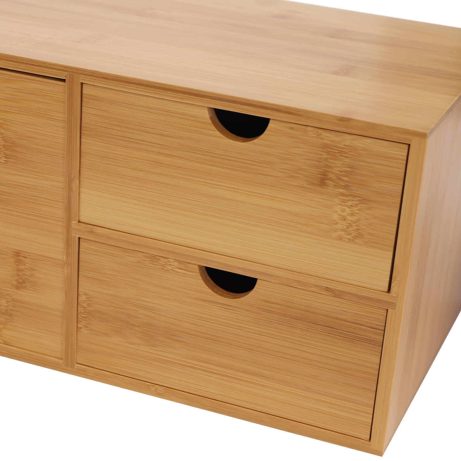 Bamboo Desk Organizer Drawer Tabletop Storage Organization Box Home