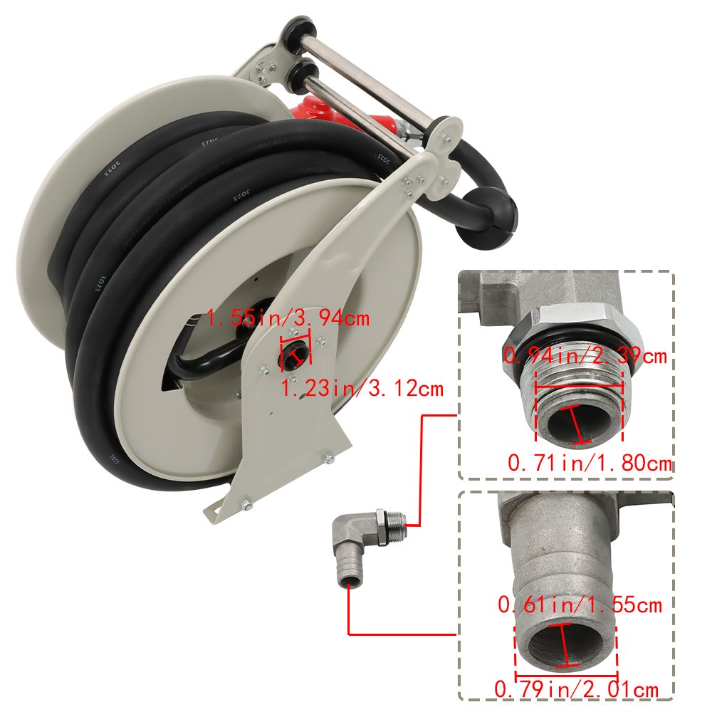 High Quality Hand Powered 1″ × 50 Feet 1 × Fuel Hose Reel With Fueling Nozzle