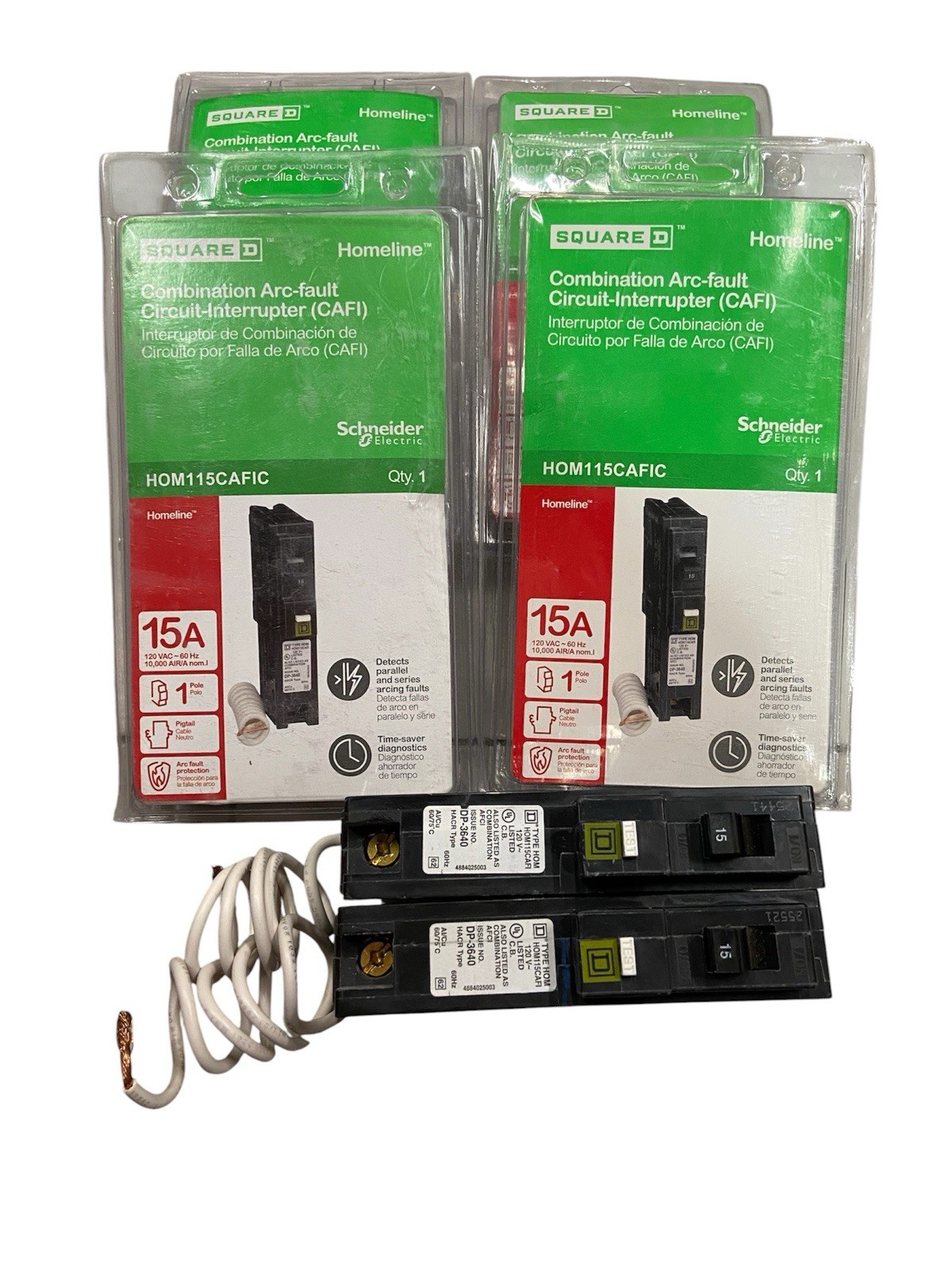 6 x SQUARE D HOMELINE HOM115CAFIC HOM115CAFI AFCI 1 POLE BREAKER 15A NEW