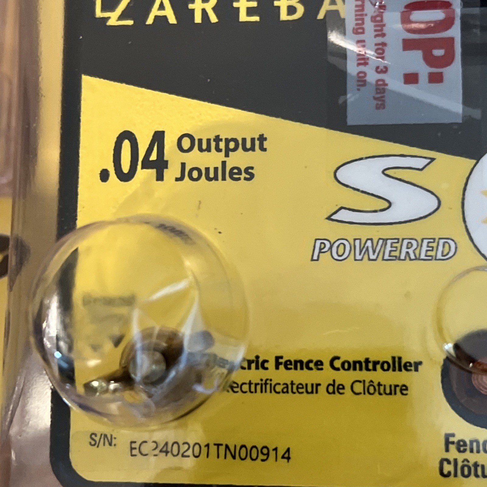 NEVER USED Zareba Model ESP2M-Z 2-Mile Solar Powered Electric Fence Charger