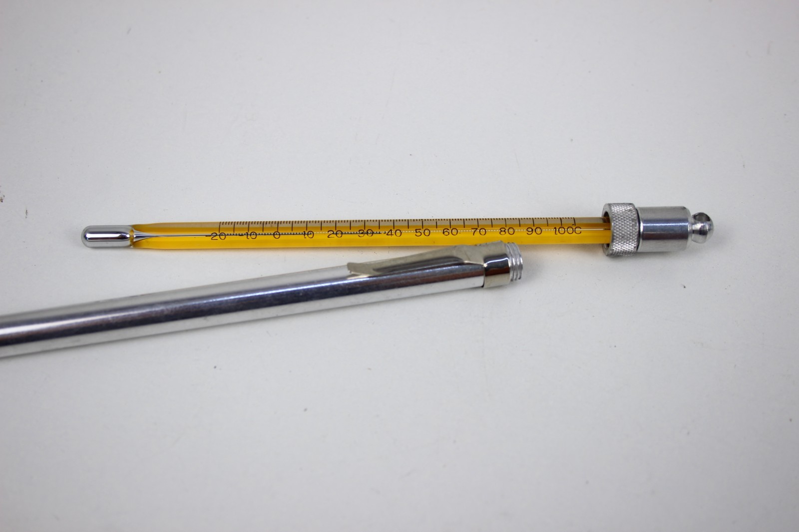 Ertco 535 Glass Pocket Thermometer, -20 to 100 C Aluminum Protective case