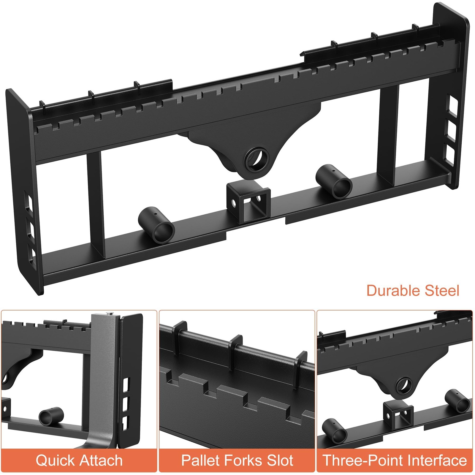 Skid Steer Pallet Fork Frame Attachment, 42″ Fork & 45″ Frame, 4000lbs Capacity