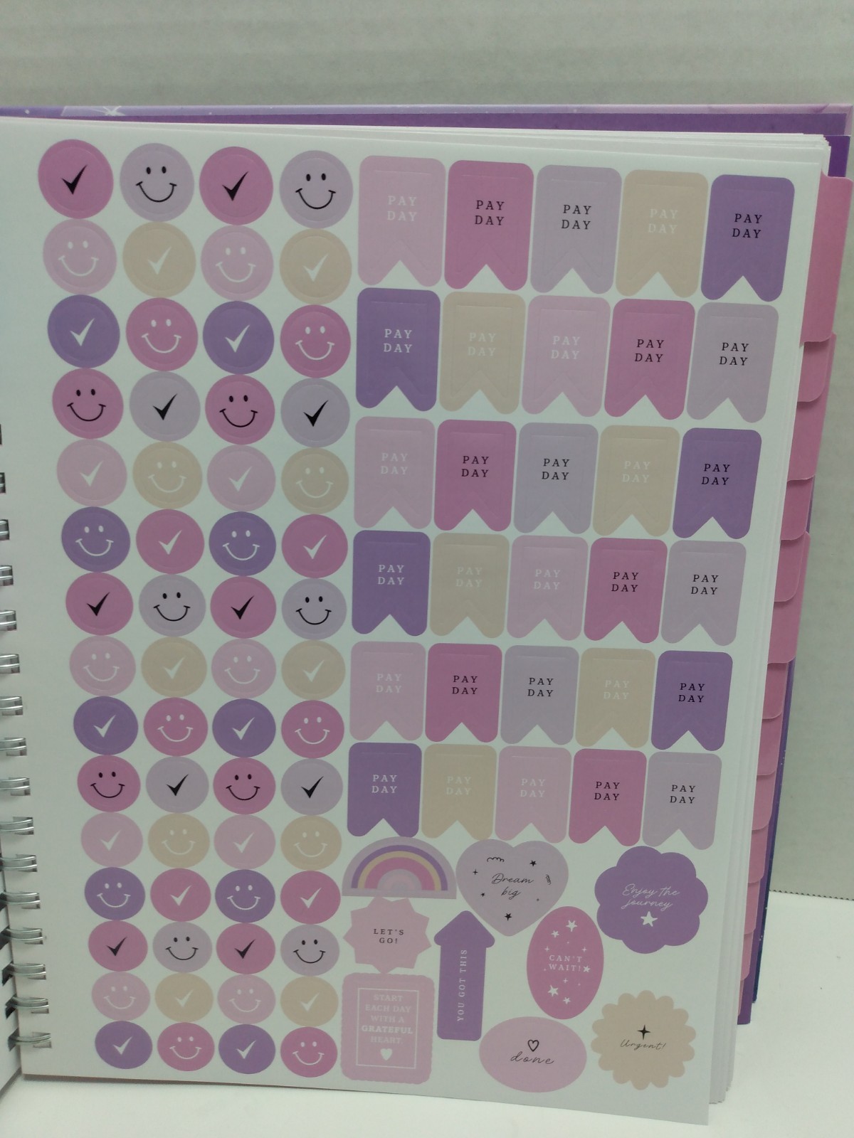 NEW UNDATED Pembrook GRATITUDE Monthly PLANNER GOALS Stickers Pocket Ruler