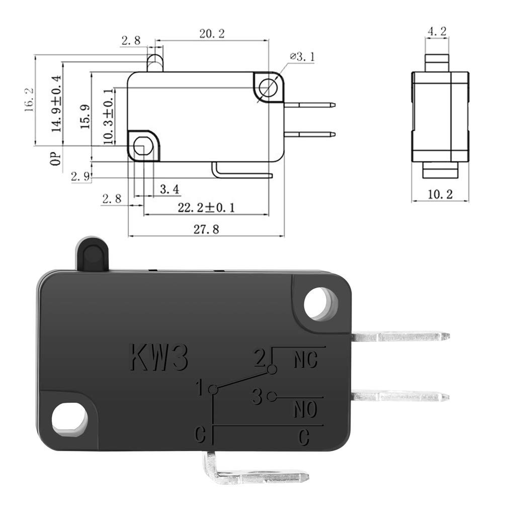 125V/250V 16A SPDT Snap Action Button Micro Limit Switch for Microwave Oven D…