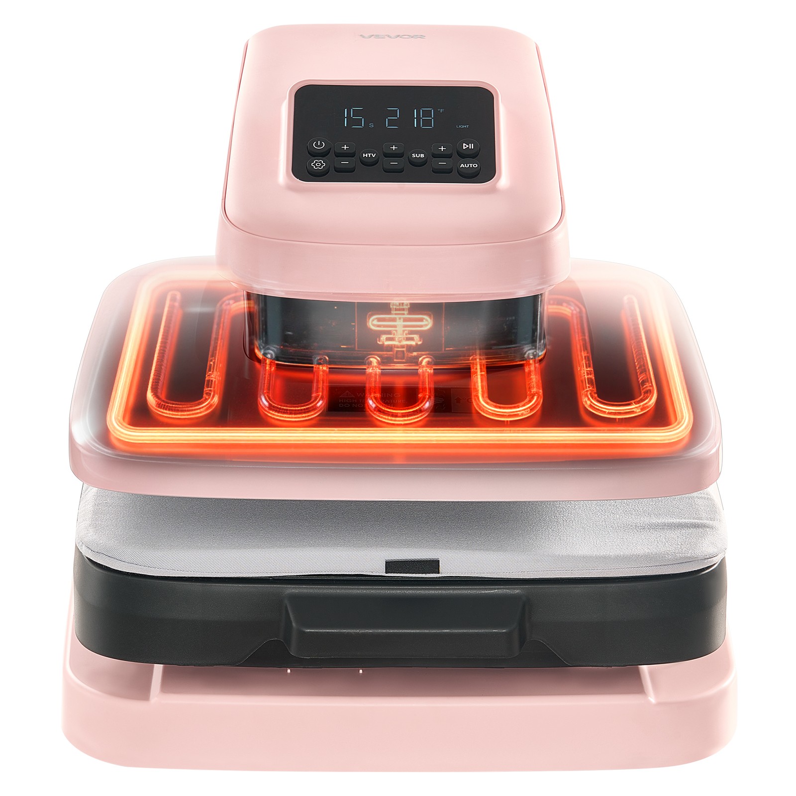 VEVOR Auto Heat Press Machine T-Shirt Press Machine 15 x 15 in Heat Plate Pink
